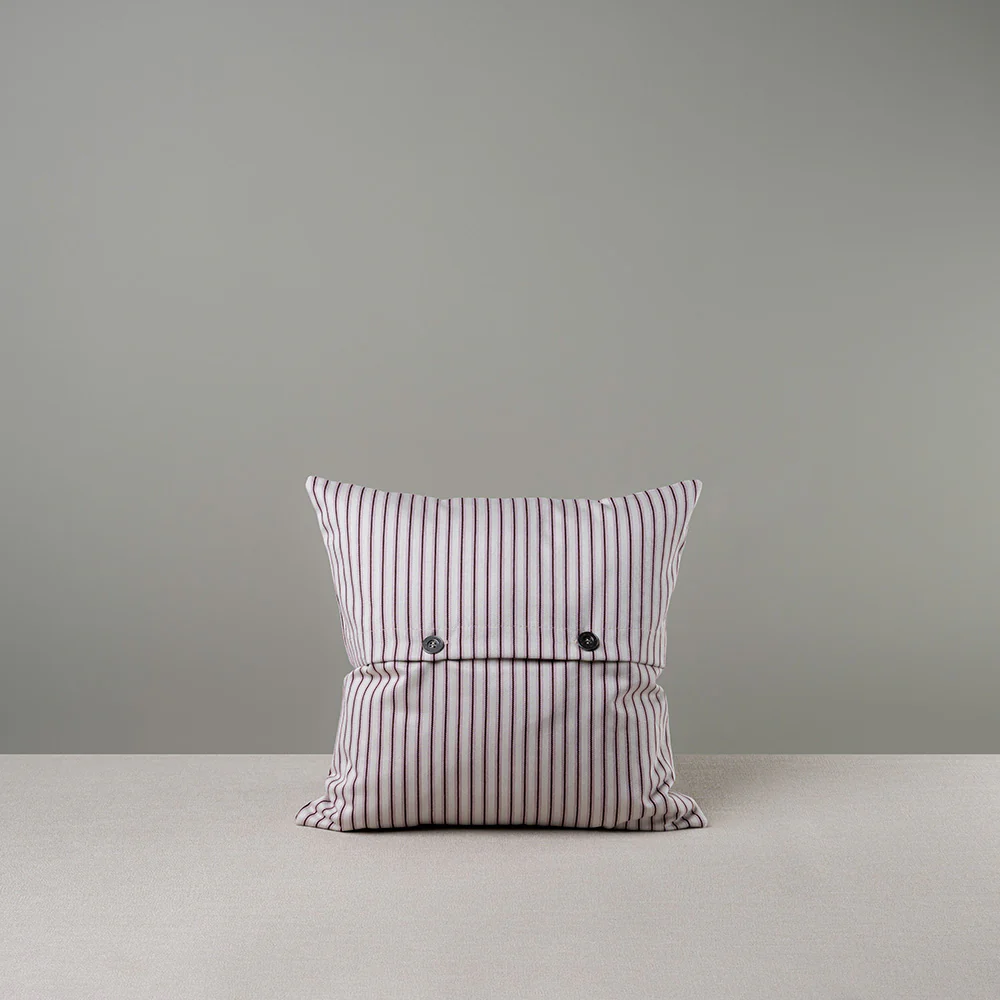 Square Kip Cushion in Ticking Cotton, Berry - Image 9