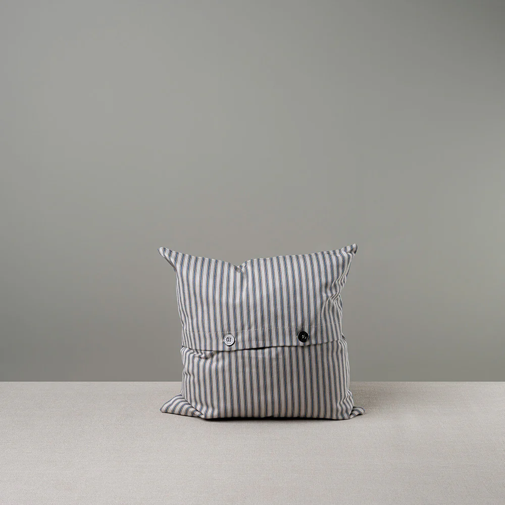 Square Kip Cushion in Ticking Cotton, Blue Brown - Image 10