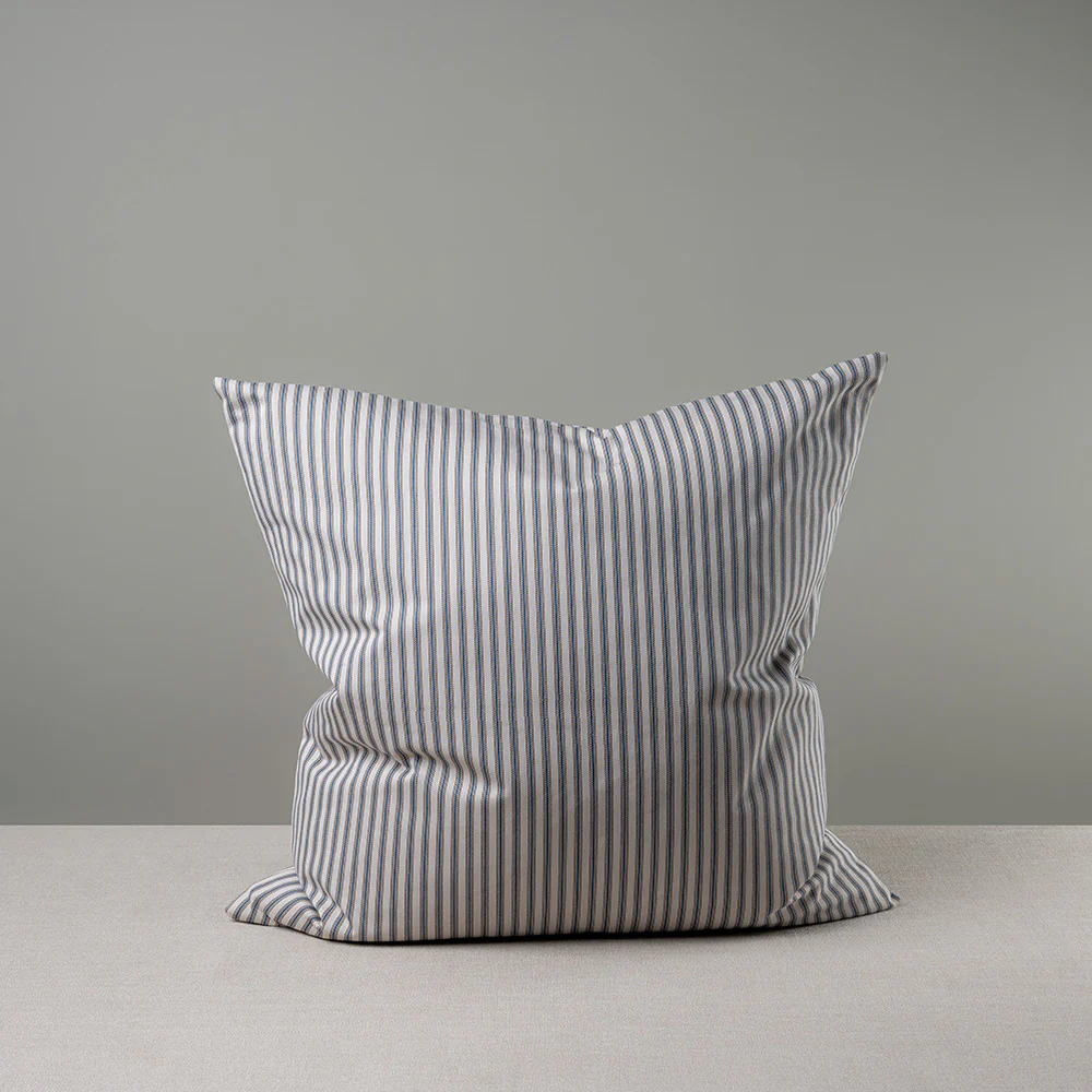 Square Kip Cushion in Ticking Cotton, Blue Brown - Image 5