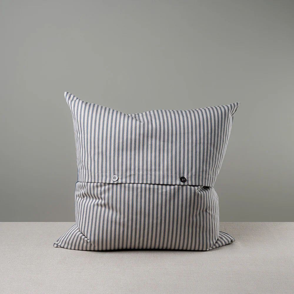 Square Kip Cushion in Ticking Cotton, Blue Brown - Image 6