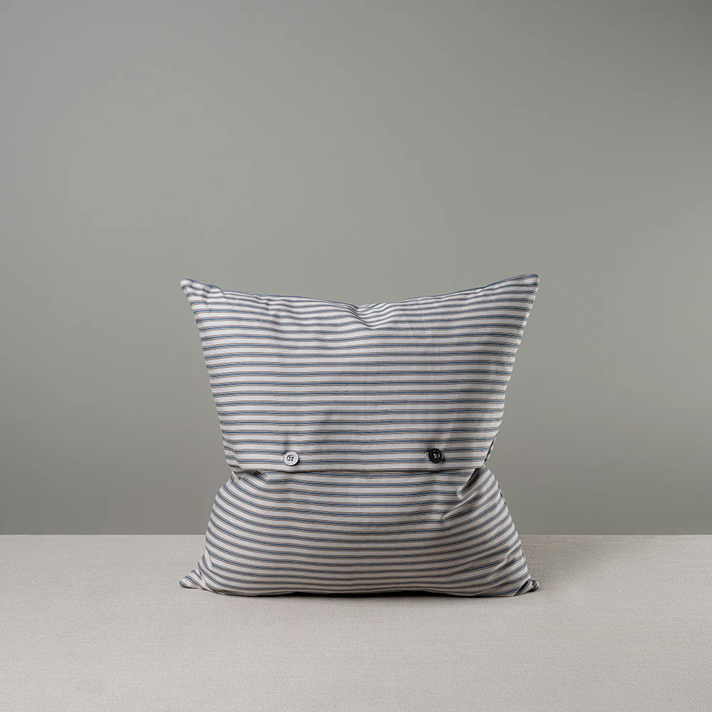 Square Kip Cushion in Ticking Cotton, Blue Brown - Image 8