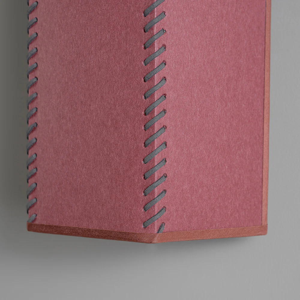Stitch In Time Wall Light in Burgundy with Muted Pink Trim - Image 6