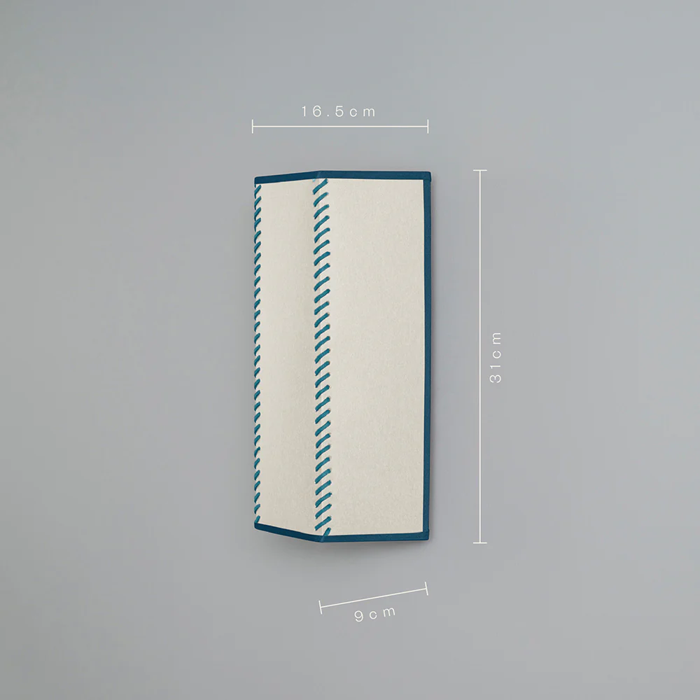 Stitch In Time Wall Light in Soft White with Peacock Blue Trim & Stitching - Image 5