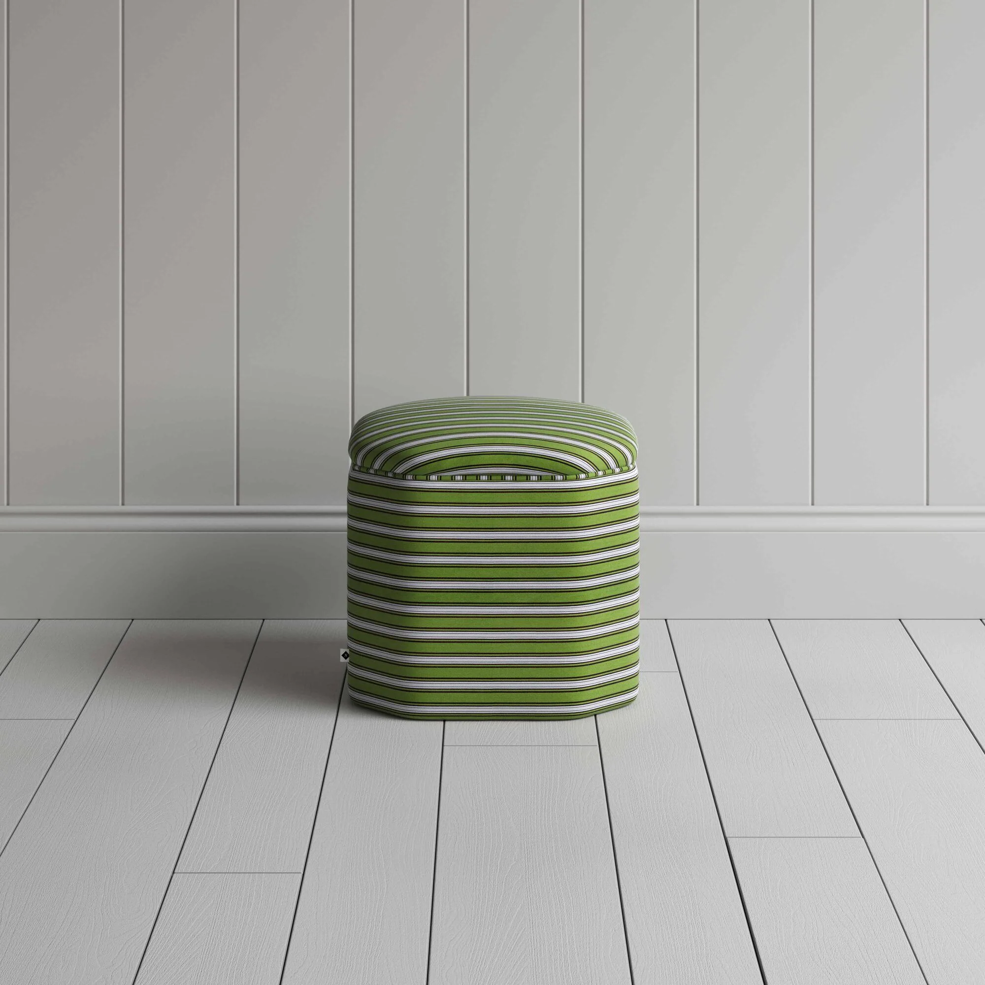 Thither Hexagonal Ottoman in Colonnade Cotton, Green and Wine - Image 3