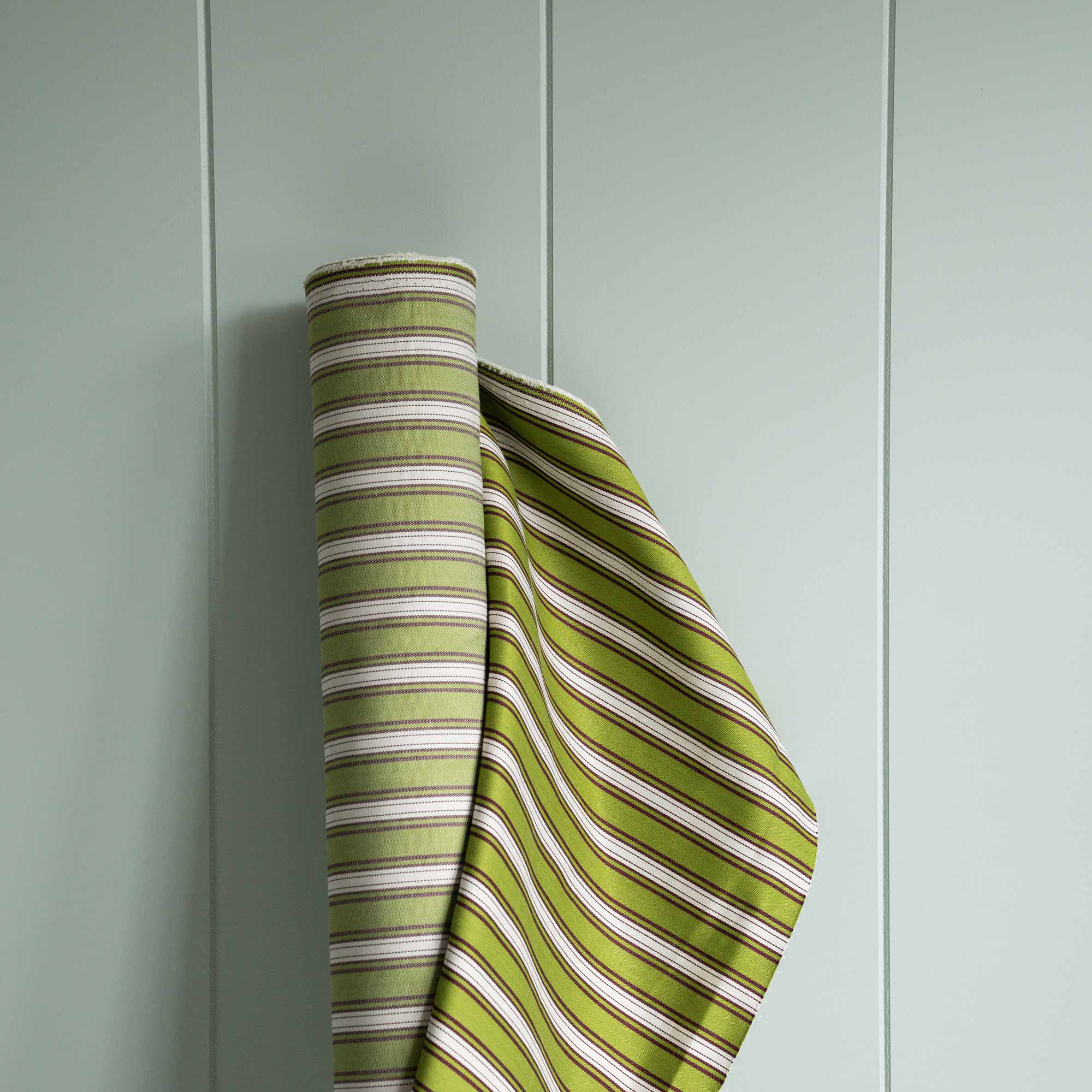 Thither Hexagonal Ottoman in Colonnade Cotton, Green and Wine - Image 7
