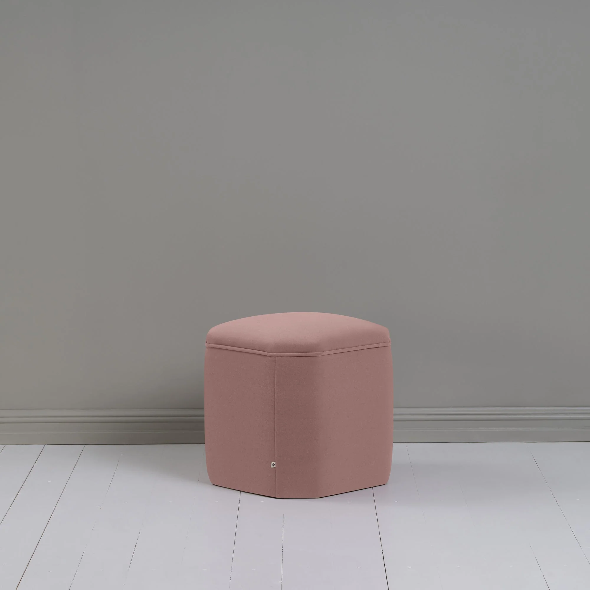 Thither Hexagonal Ottoman in Intelligent Velvet Rose