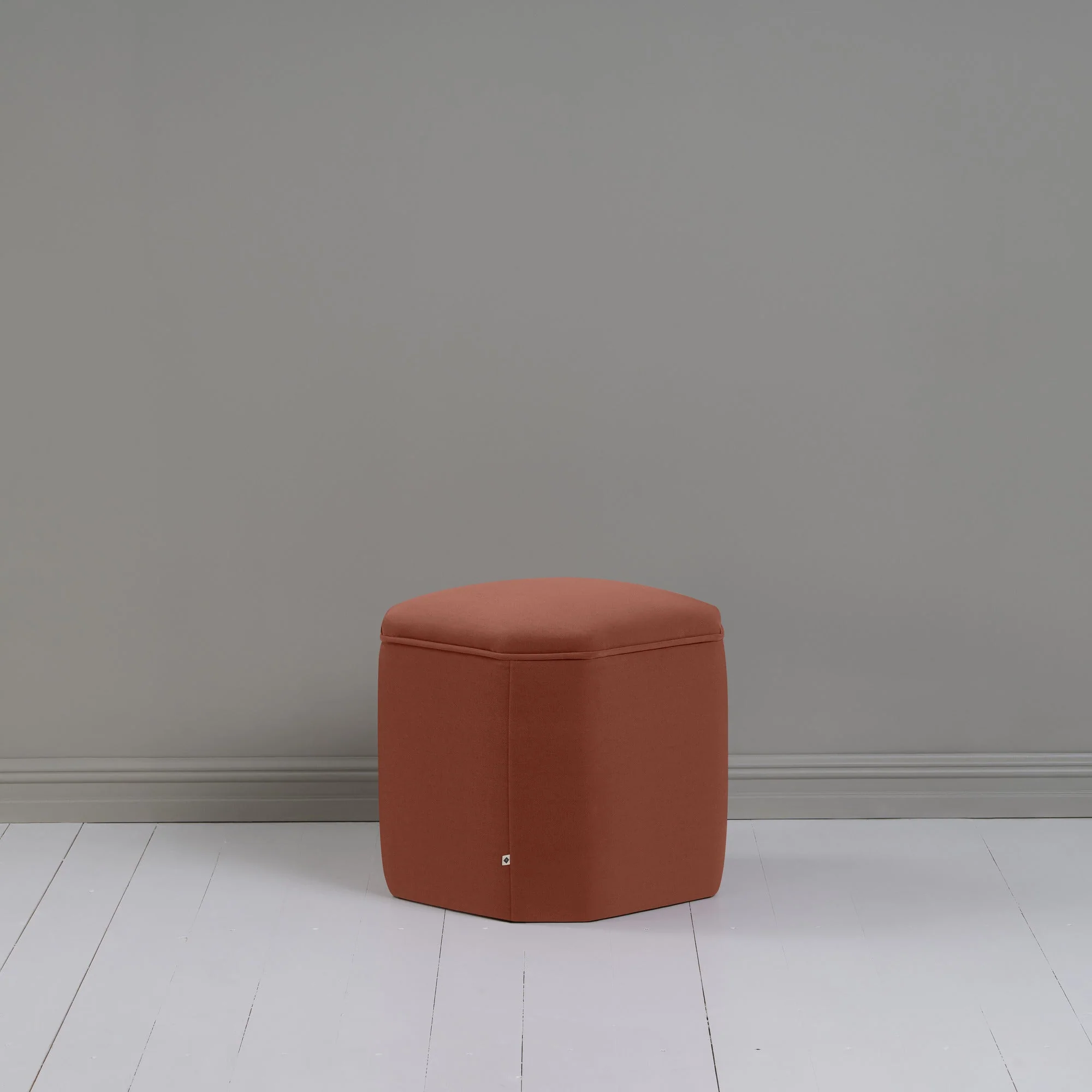 Thither Hexagonal Ottoman in Intelligent Velvet Sienna