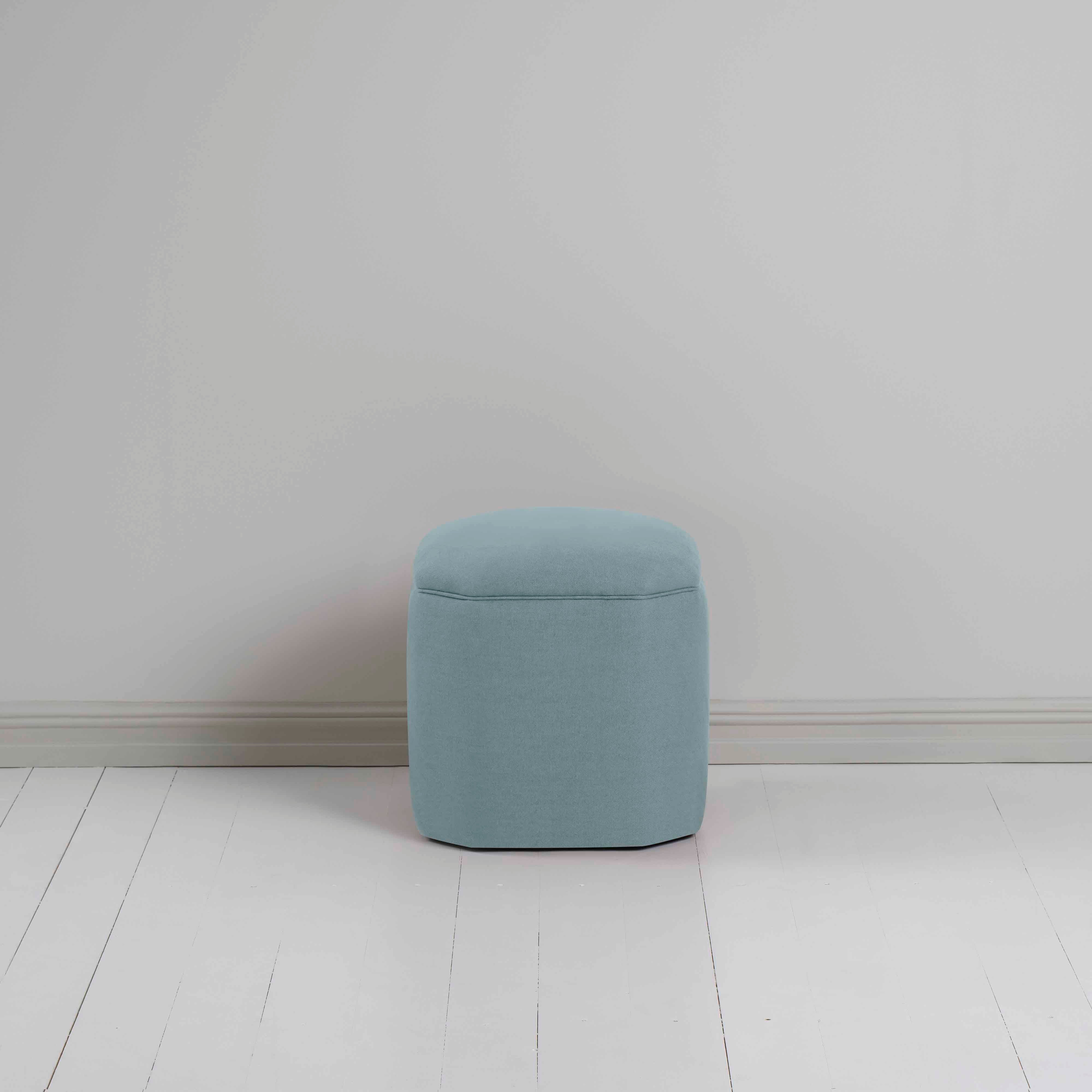 Thither Hexagonal Ottoman in Laidback Linen Cerulean - Image 3