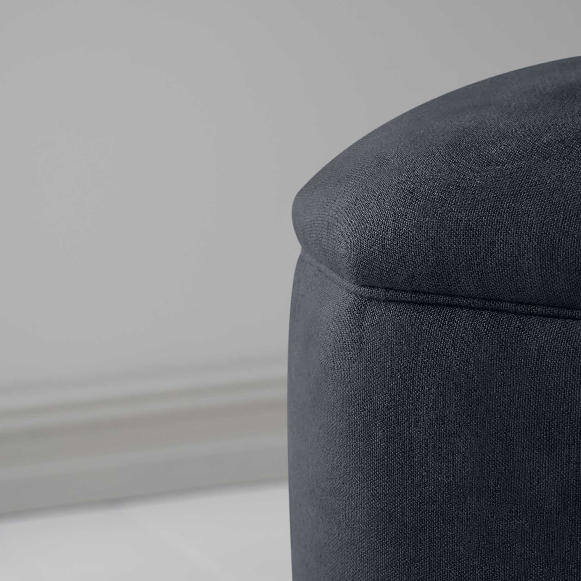 Thither Hexagonal Ottoman in Laidback Linen Midnight - Image 5