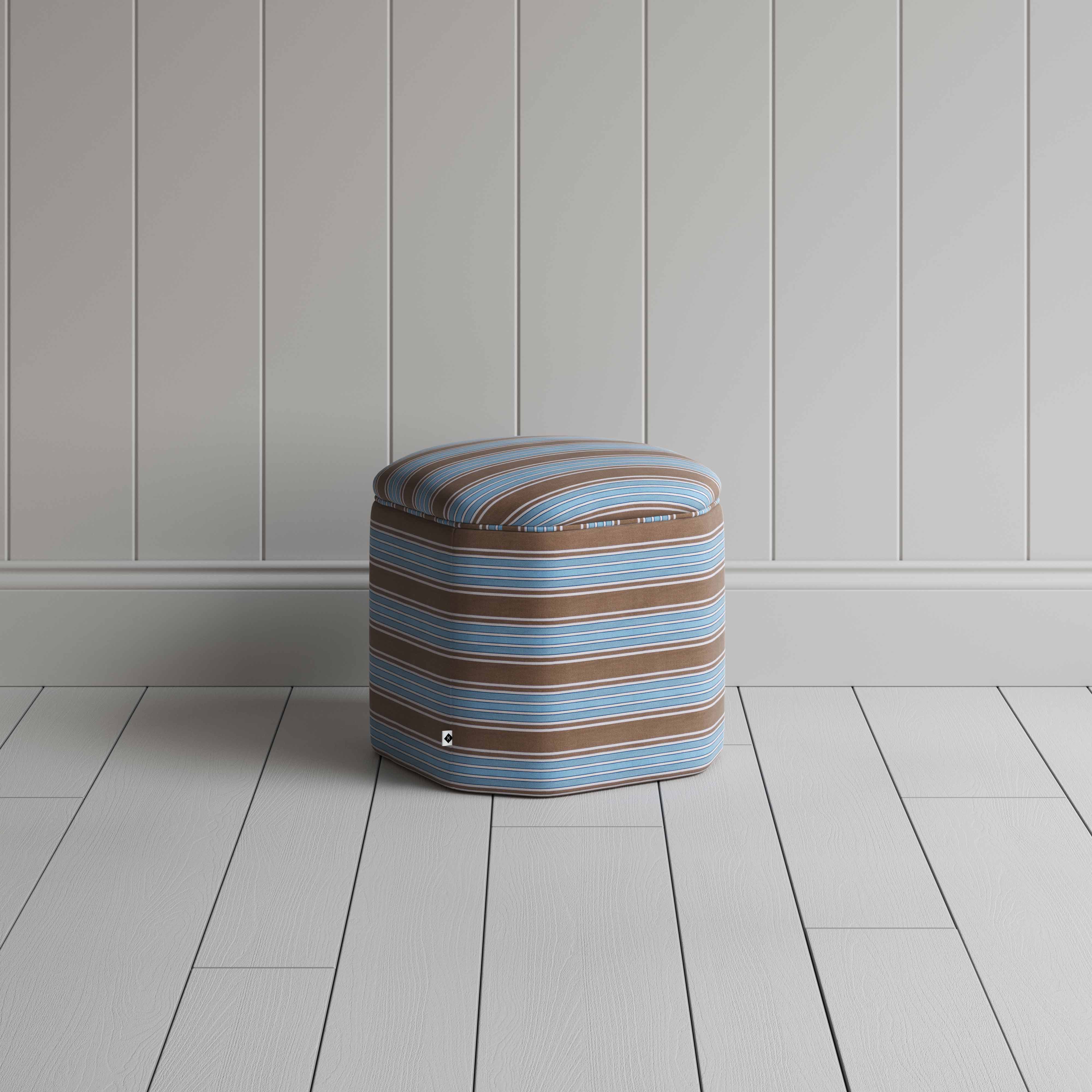 Thither Hexagonal Ottoman in Regatta Cotton, Blue