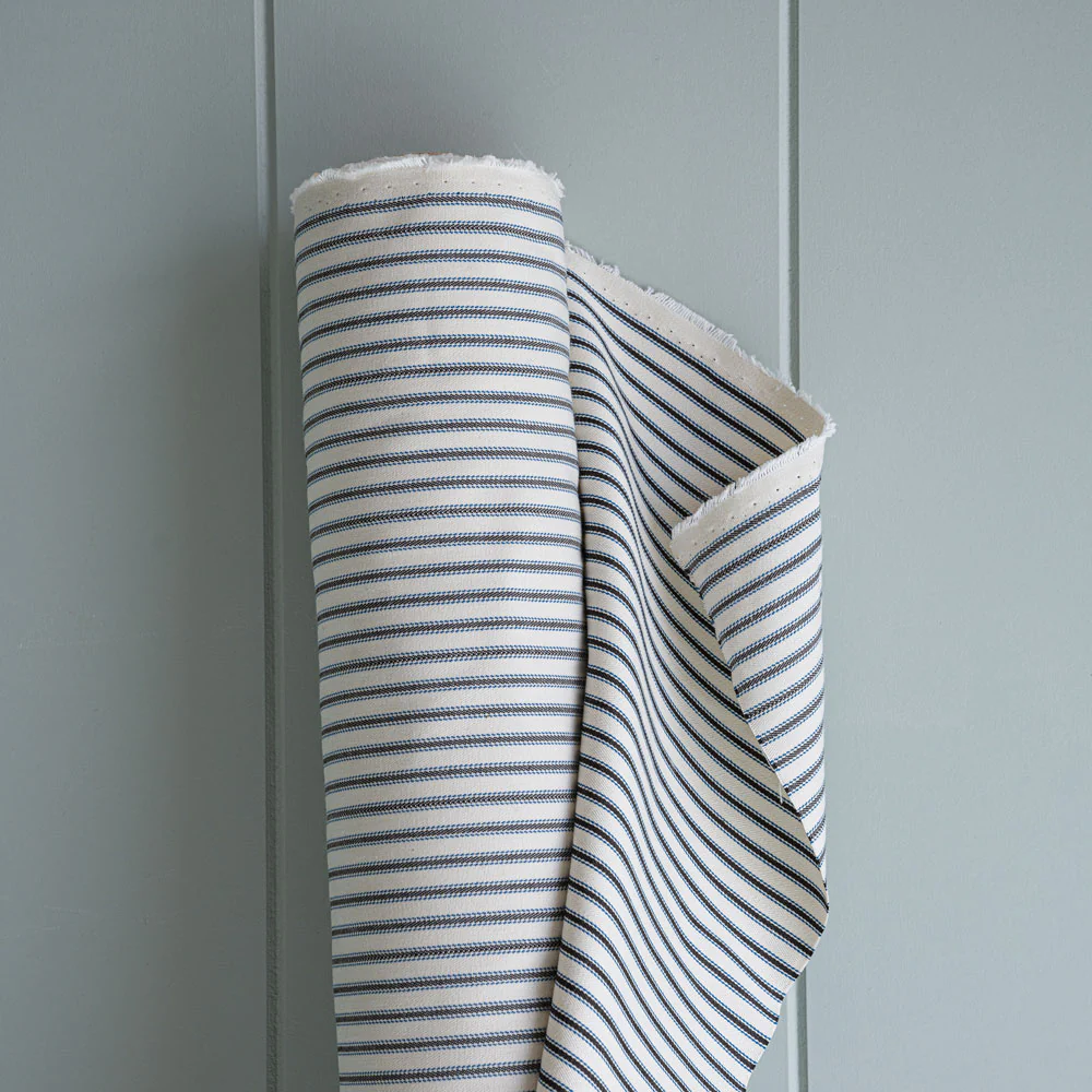 Mid-weight Organic Cotton, Ticking Chocolate Navy - Image 5