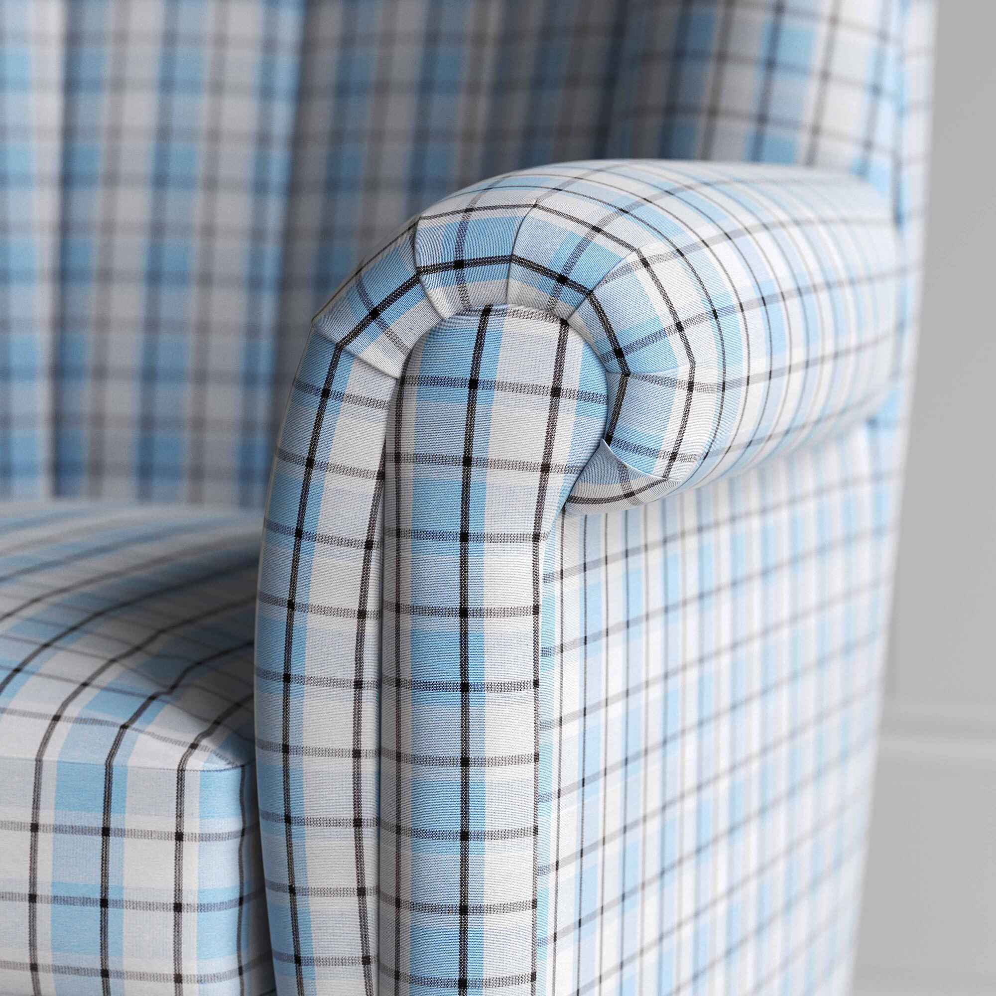 Time Out Armchair in Square Deal Cotton, Blue Brown - Image 4