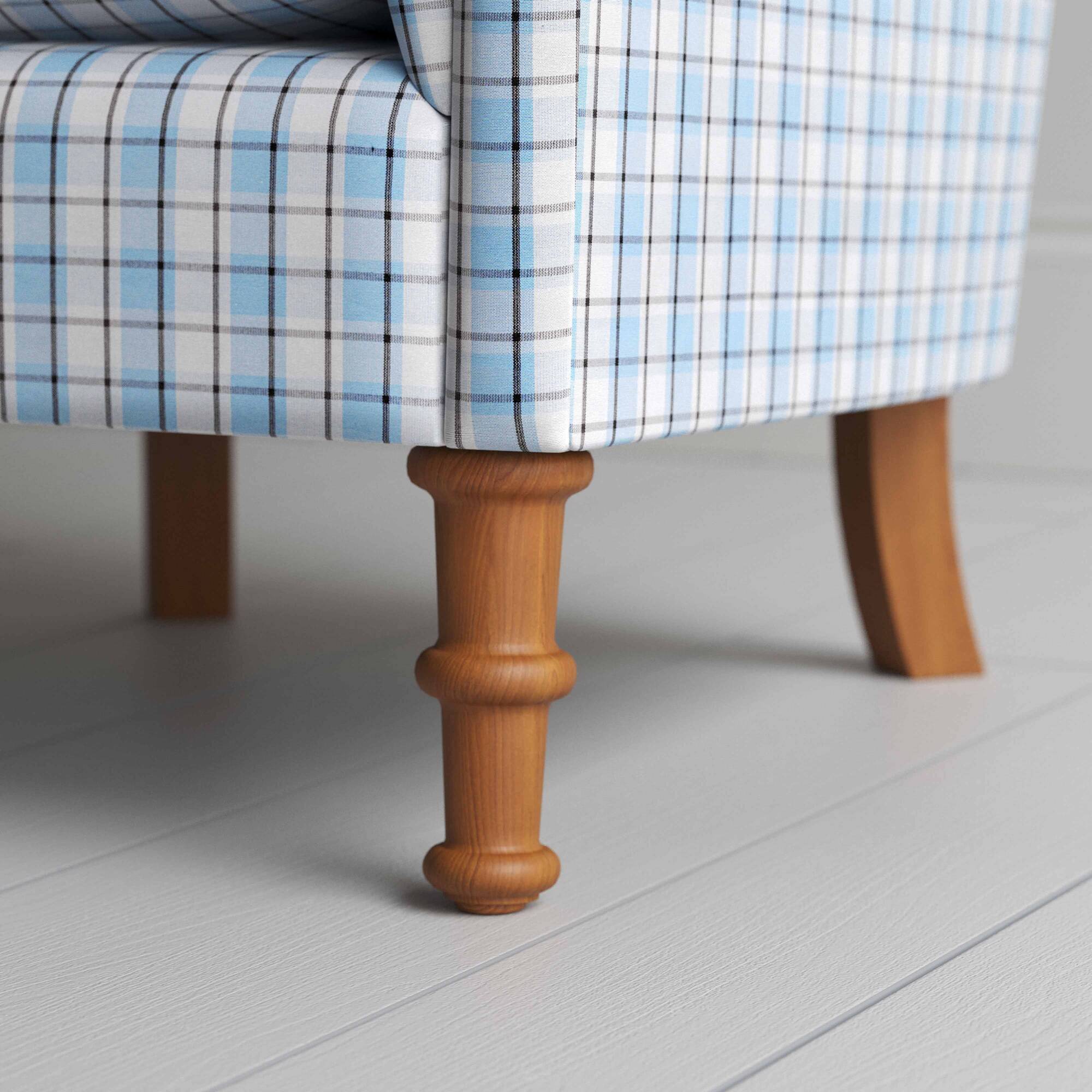 Time Out Armchair in Square Deal Cotton, Blue Brown - Image 6
