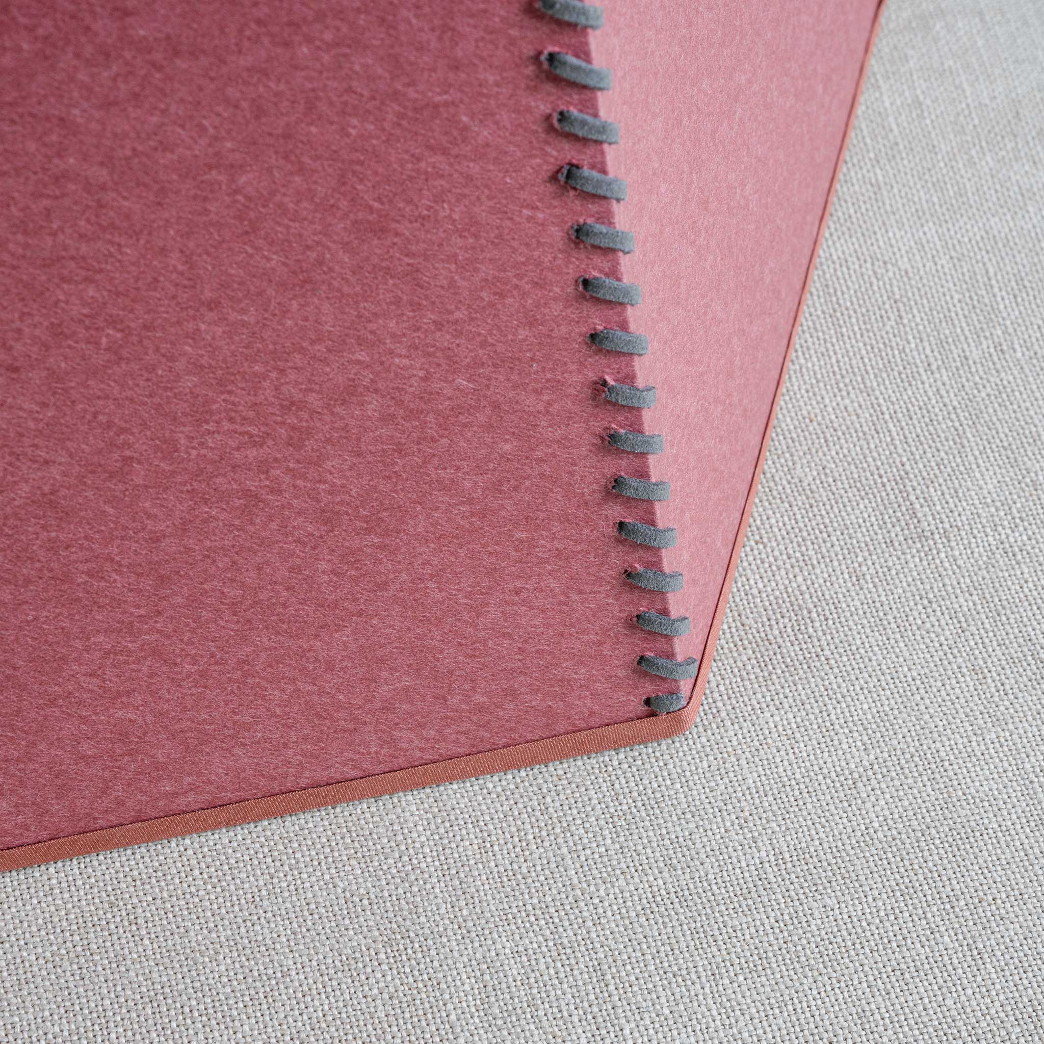 Townhouse Hexagonal Lamp Shade in Burgundy with Pink Trim & Stitching - Image 5