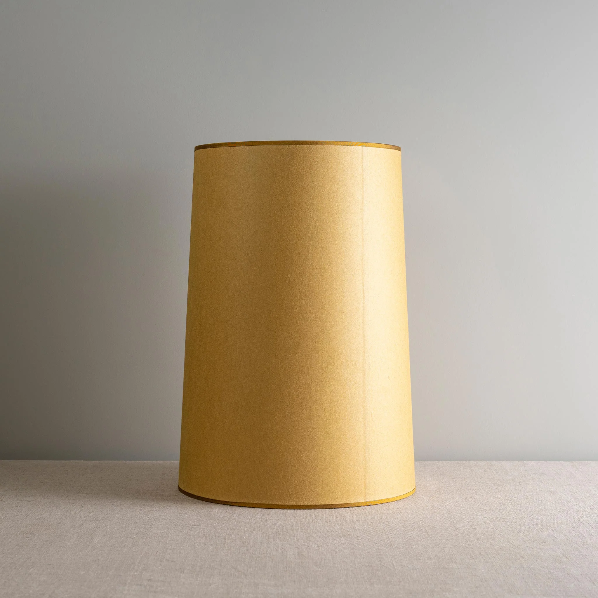 Whimsical Tall Straight Empire Lamp Shade in Mustard with Antiqued Gold Trim - Image 3